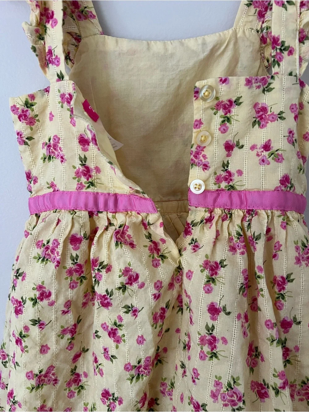 Zunie | Girl 100% Cotton Butter Yellow Summer Sundress Pink Floral Pattern Sz XS